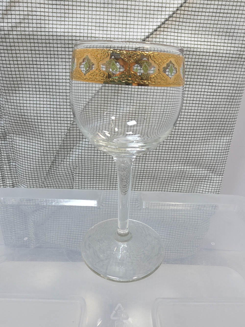 Vintage Culver Valencia 22K Gold Green Wine Glass 4 Oz MCM Set Of 4